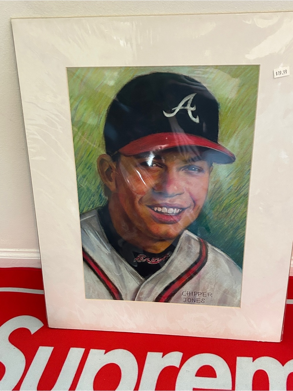 Chipper Jones Atlanta Braves Portrait Print - Black & Red Cap